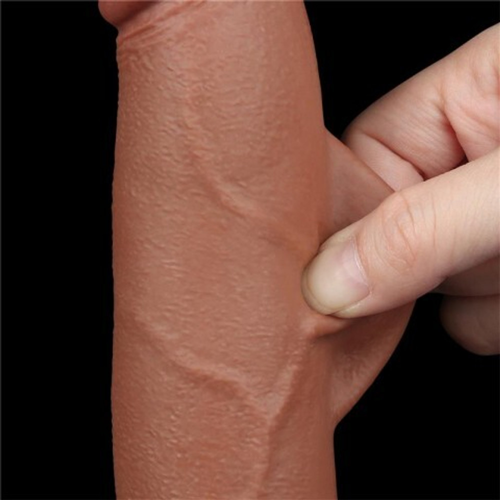 Реалистичный фаллоимитатор Lovetoy Sliding Skin (20×4 см) с двойной плотностью коричневый