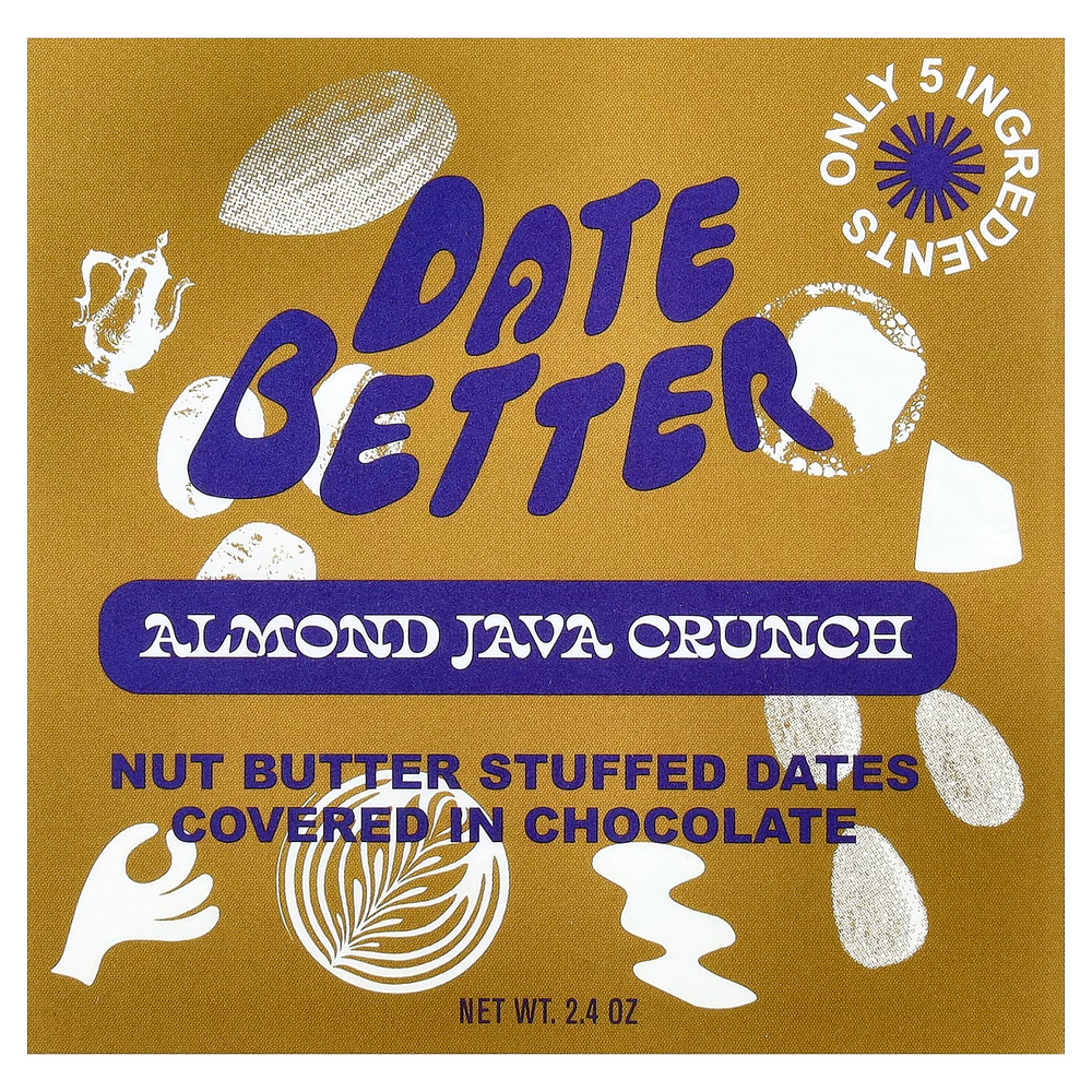 Date Better Snacks, финики, хрустящая миндаль, 2,4 унции