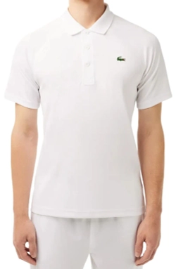 Мужское теннисное поло Lacoste SPORT Breathable Run-Resistant Interlock - белый