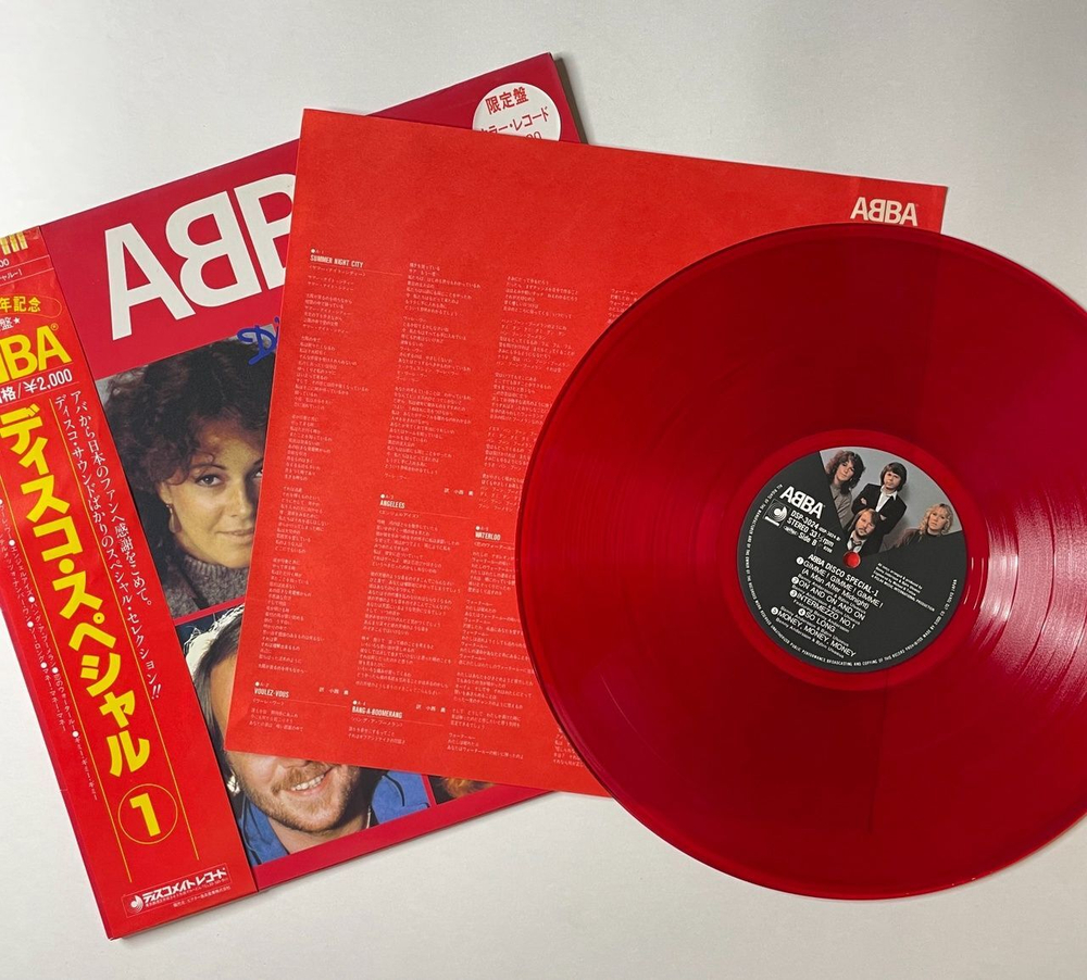 Винтажная виниловая пластинка LP ABBA Disco Special 1 (Japan 1982) (Obi) (Red Vinyl) Angeleyes