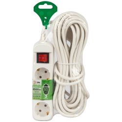 Удлинитель электрический ЭРА UDL-16-3100-ES Greenline 3 розетки с заземлением с выключателем 10м ПВС 3x1мм2 | Электротовары
