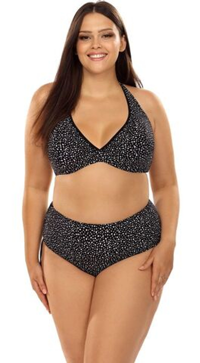 Раздельный купальник plus size в крапинку (Размер: 85D/42) (Цвет: черный)