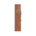 Apple Watch Series 8 Hermes 41mm, двойной тонкий кожаный ремешок коричневого цвета