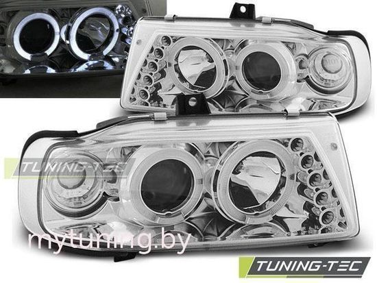 Передние фары Seat Cordoba 1/Ibiza 2/VW Polo 3 angel eyes chrome
