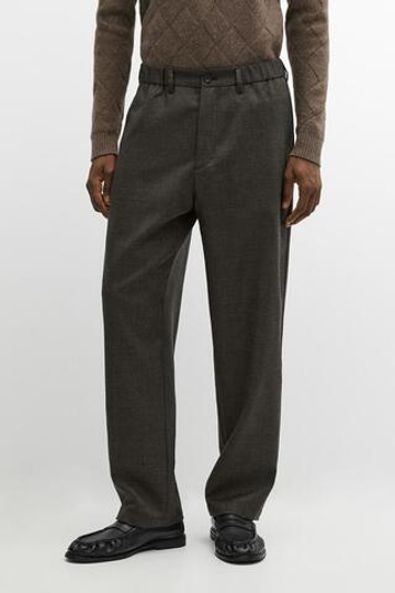 Massimo Dutti Брюки свободного кроя из 100% шерсти с эластичным поясом, коричневый
