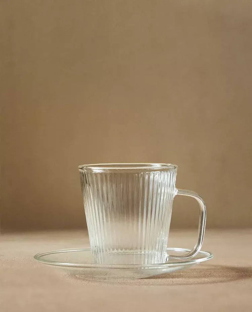 ZARA HOME КОФЕЙНАЯ ЧАШКА И БЛЮДЦЕ ИЗ ТЕРМОСТОЙКОГО СТЕКЛА, ПРОЗРАЧНЫЙ