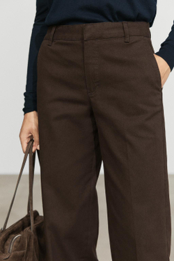 Massimo Dutti Брюки из эластичной хлопковой смеси, шоколадный