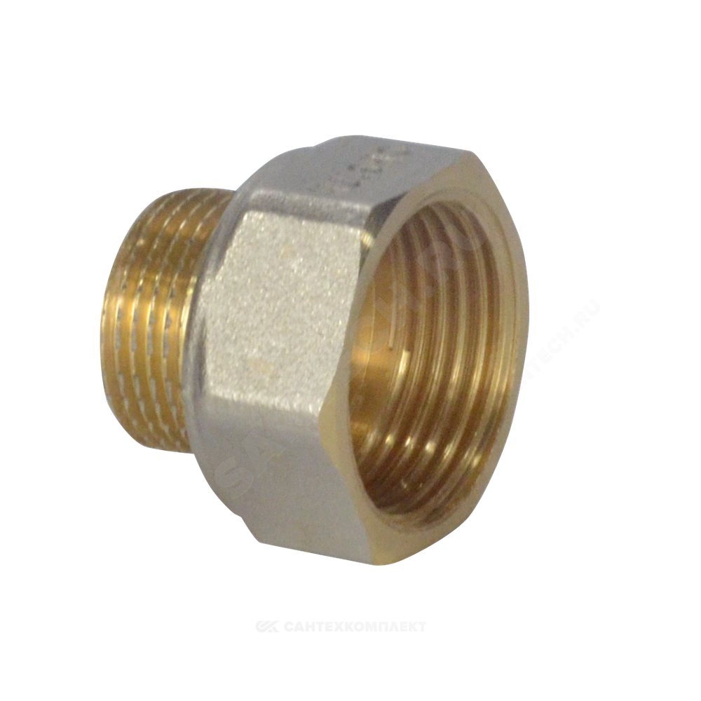 Переход латунь никель реборда Ду 40х20 (1 1/2"х3/4") ВР/НР 9021 ГОСТ 32585-2013 Aquasfera 9021-07