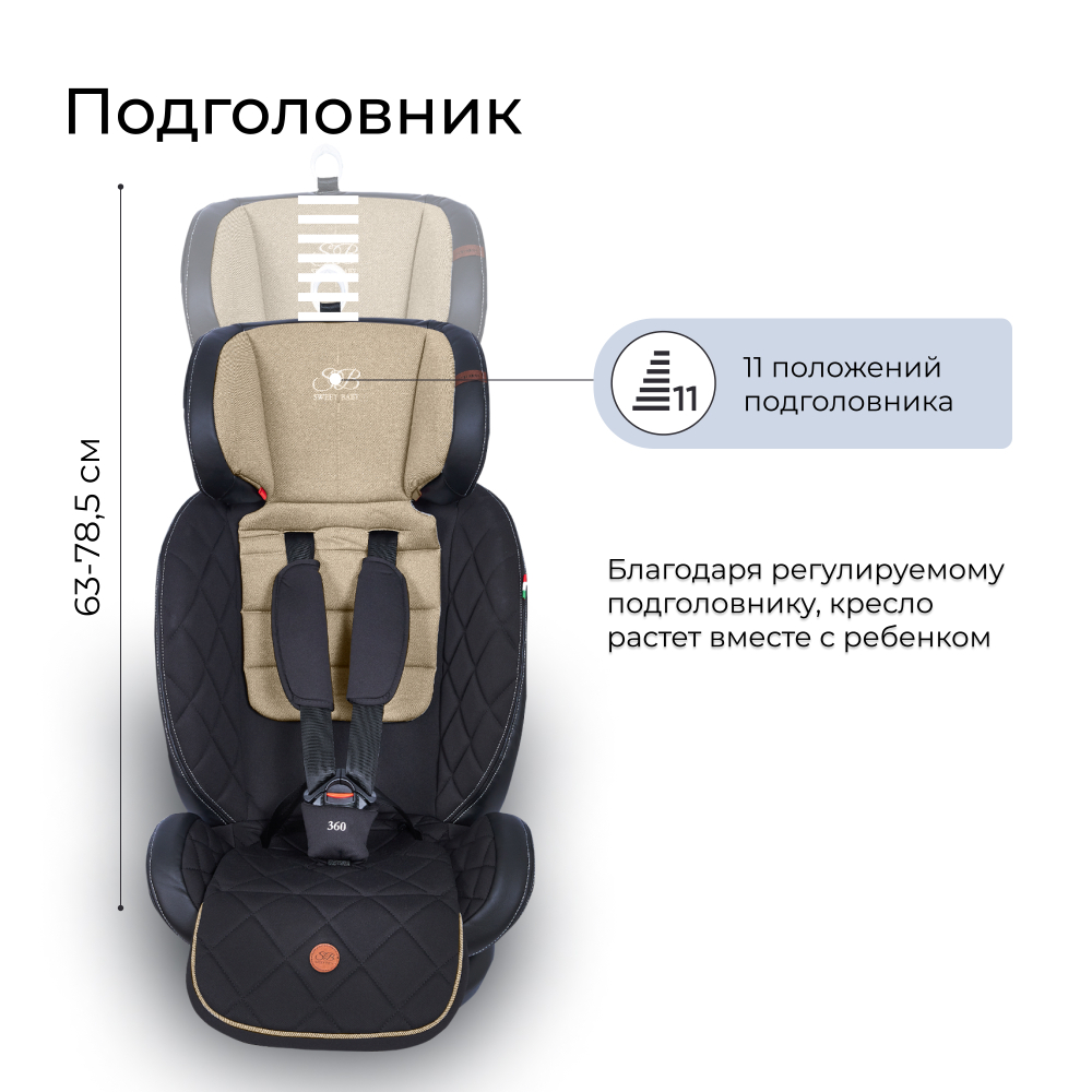 Автокресло поворотное группа 0123 (0-36) Sweet Baby Suburban 360 Isofix Brown