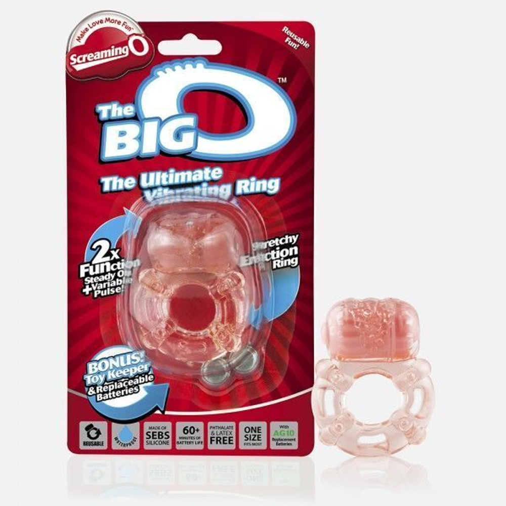 Эрекционное кольцо с вибрацией THE BIG O (Цвет: персиковый)