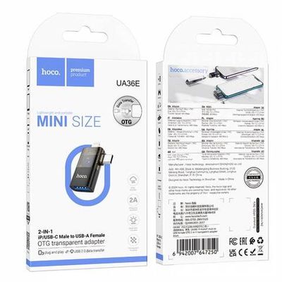 OTG Переходник Hoco UA36E iP штекер/C штекер на USB гнездо OTG 2-в-1 адаптер