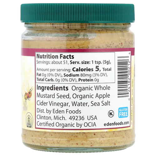Eden Foods, органическая коричневая горчица с яблочным уксусом, 9 унций