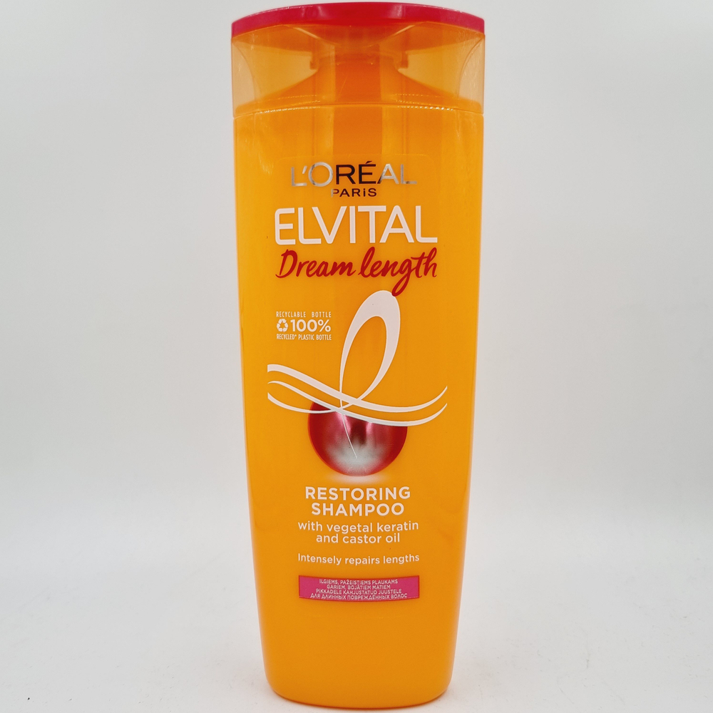Шампунь L'Oral Elvital Dream Length Восстанавливающий для длинных, поврежденных волос с кератином и касторовым маслом 400 мл (Франция)