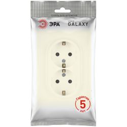 Розетка ЭРА Galaxy 15-2105-02 с заземлением двойная 2X2P+E Schuko со шторками IP20 16А-250В слоновая кость | Эра Galaxy