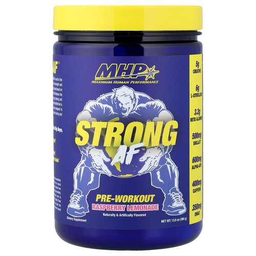 MHP, Strong AF™, предтренировочный комплекс, со вкусом малинового лимонада, 384 г (13,5 унции)