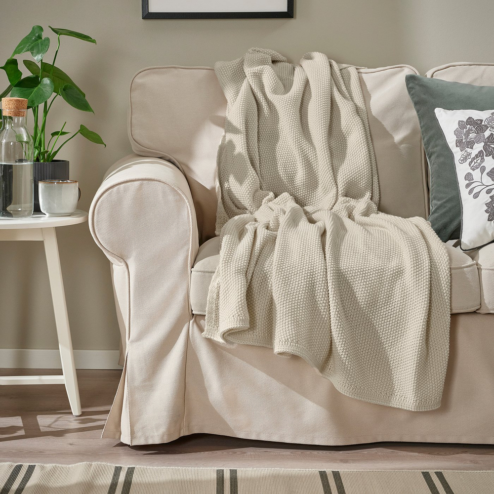 IKEA HUMLEMOTT  (ИКЕА ХУМЛЕМОТТ)  -  Плед - кремовый 130х170 см