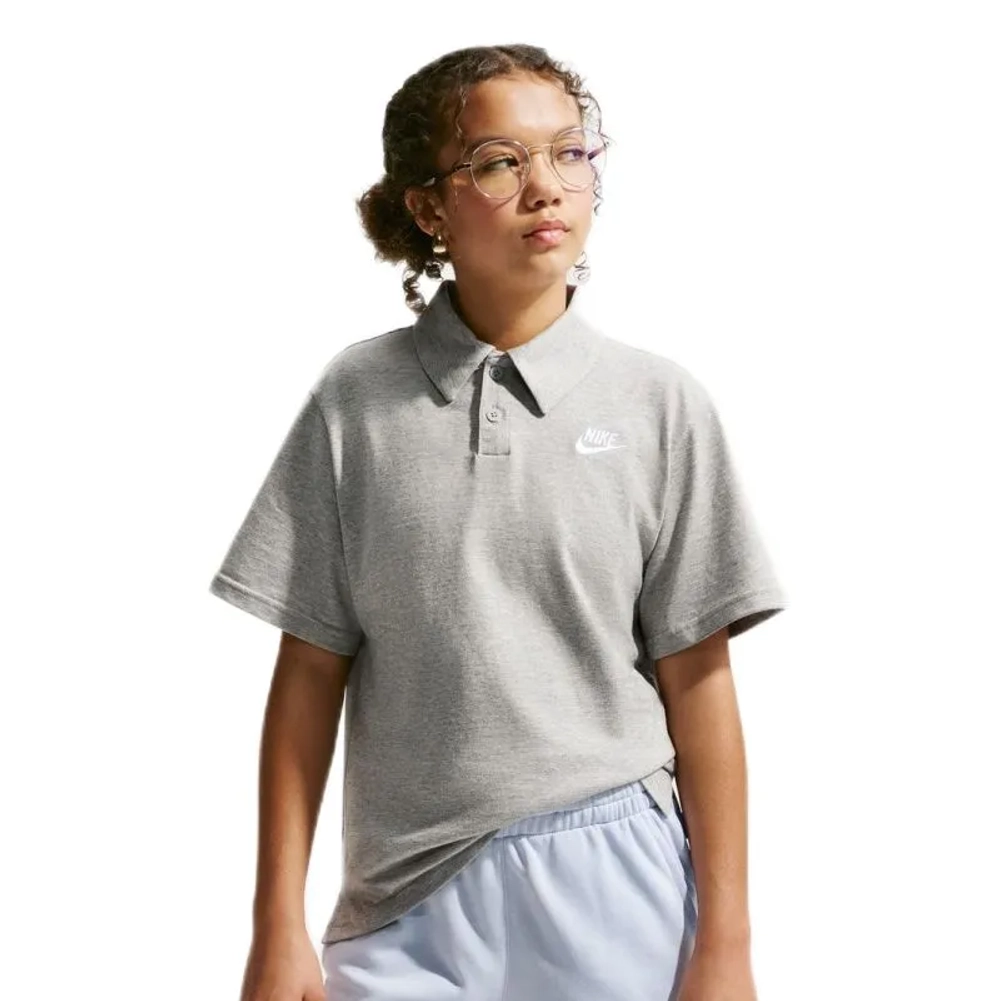 Детская теннисная футболка Nike Kids Sportswear Club Knit Short Sleeve - dark grey heather/white