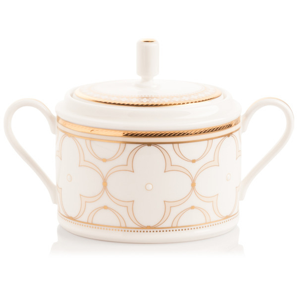 Сахарница 390мл Noritake Трефолио с золотым кантом
