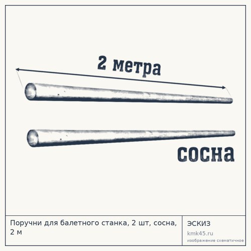 Поручни для балетного станка, 2 шт, сосна, 2 м — от 1 500 ₽