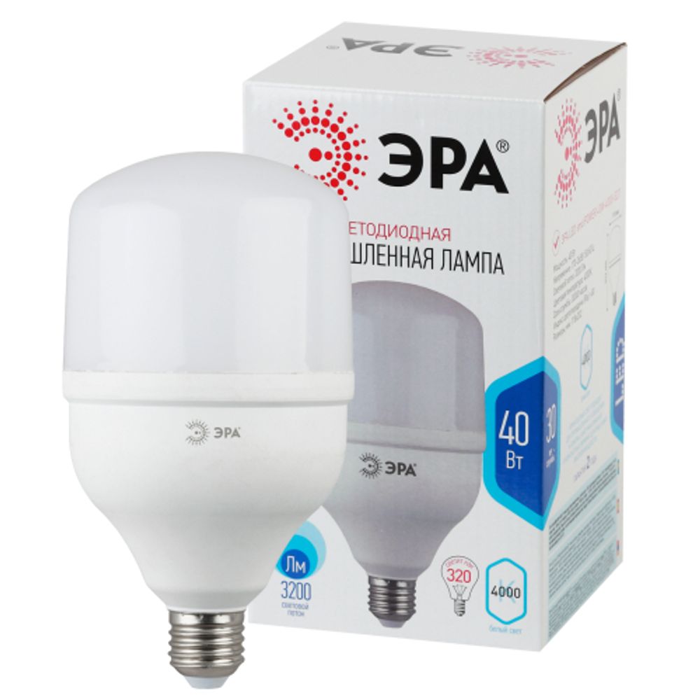 Лампа светодиодная POWER ЭРА STD LED T120-40W-4000-E27 40Вт колокол нейтральный белый свет Е27 | Лампы cветодиодные POWER