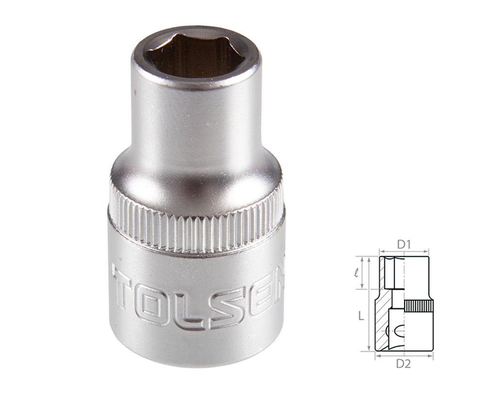 TOLSEN (TT16509) Головка торцевая стандартная шестигранная 1/2", 9 мм TOLSEN (TT16509) Головка торцевая стандартная шестигранная 1/2", 9 мм