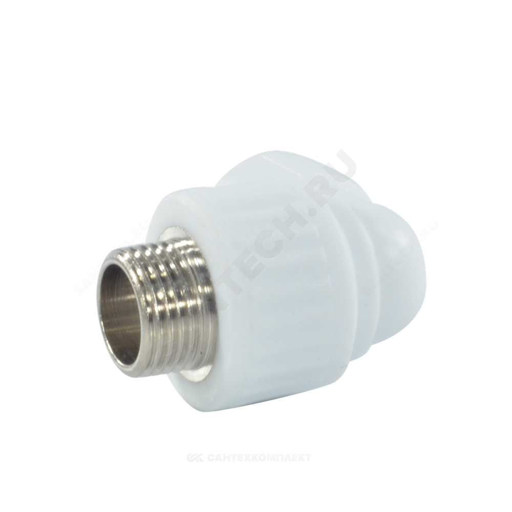 Угольник PP-R комбинированный белый Дн 20х3/4" НР VALFEX 10126220