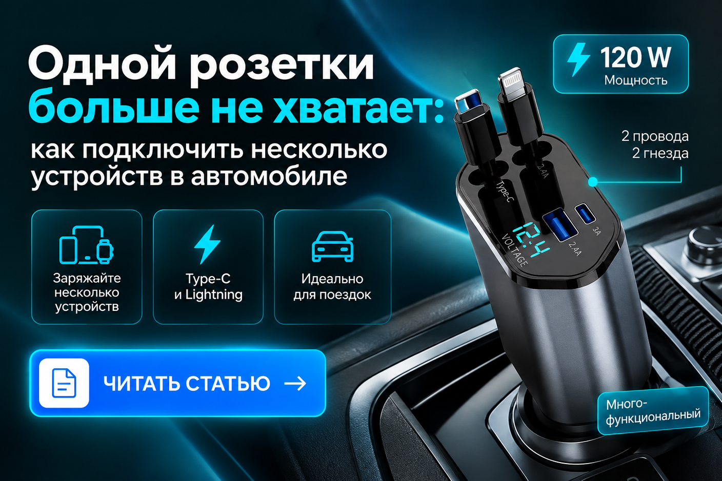 Одной розетки больше не хватает: как подключить несколько устройств в автомобиле