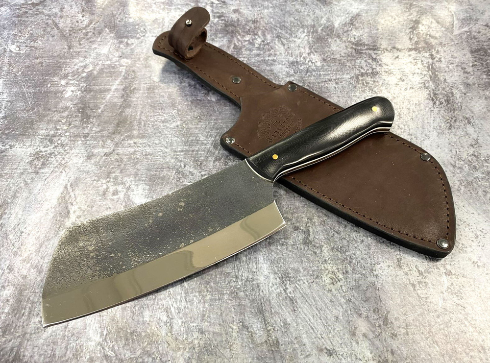 Кухонная тяпка-2, сталь N690, рукоять G10 (глянцевая рукоять)