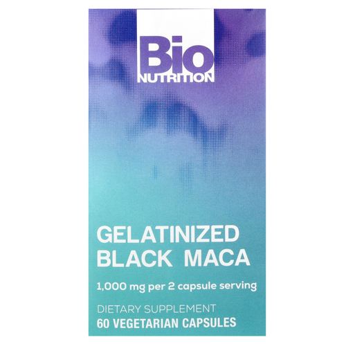 Bio Nutrition, Желатинизированная черная мака, 60 вегетарианских капсул (500 мг на капсулу)