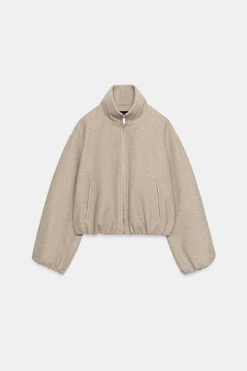 ZARA МЯГКИЙ БОМБЕР, БЕЖЕВЫЙ