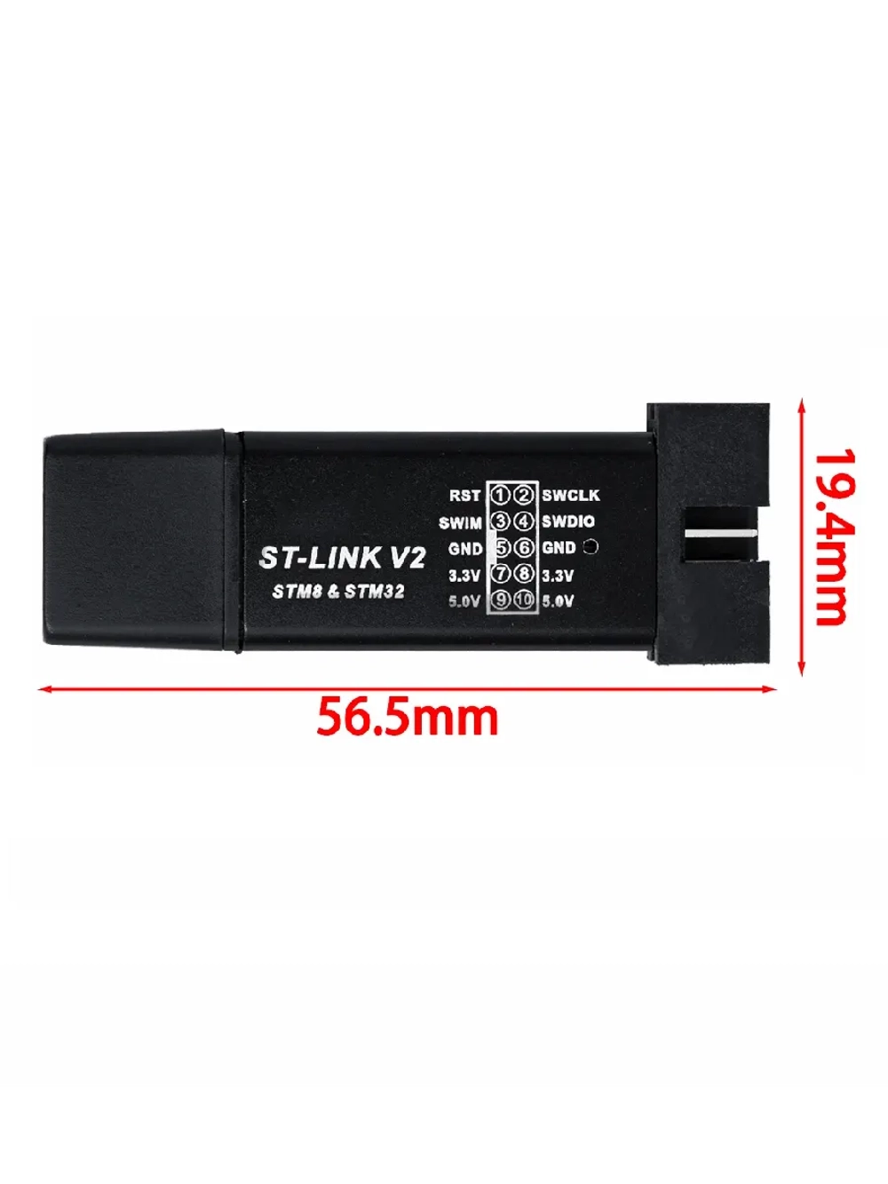 Программатор ST-Link V2 для STM8 STM32 в метал. корпусе