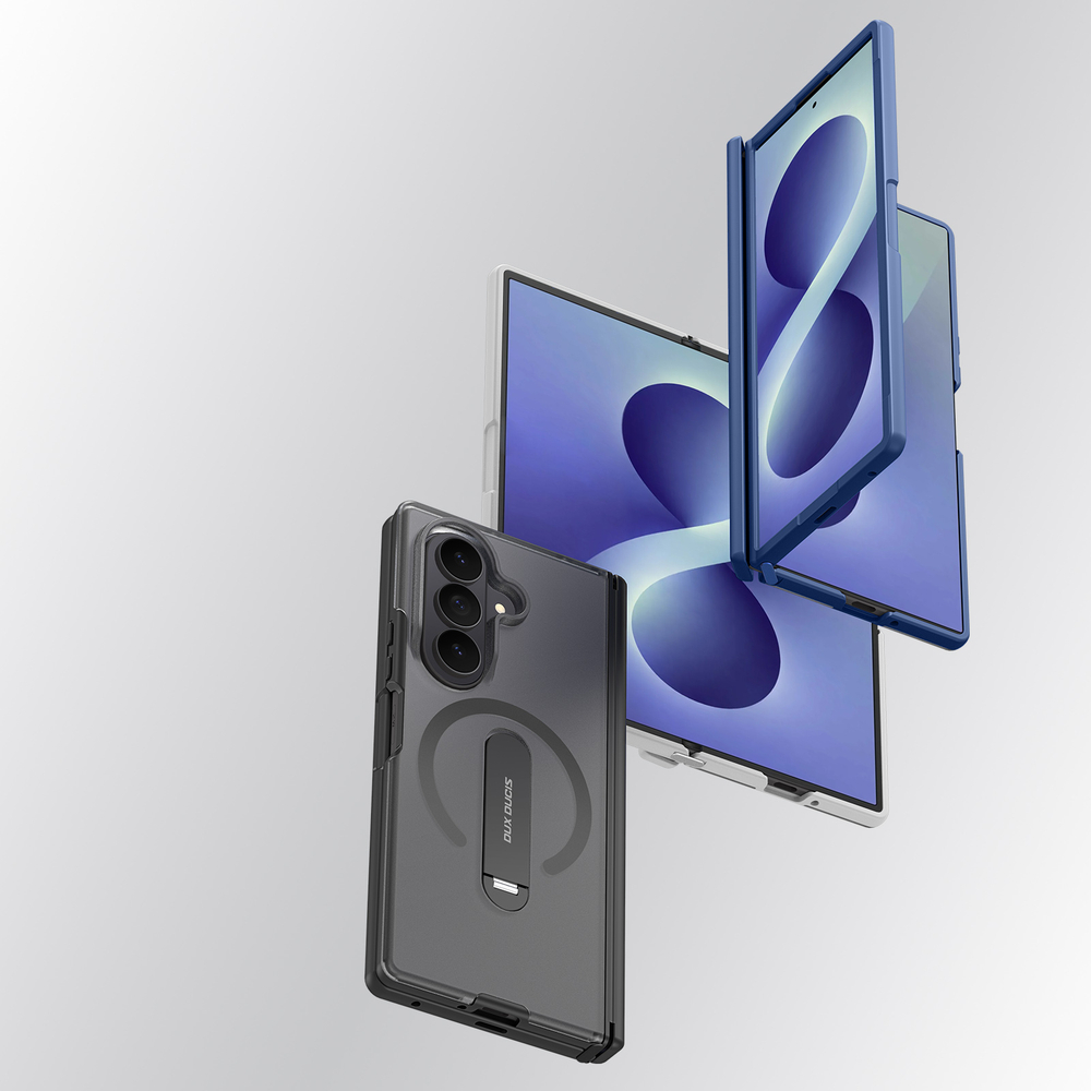 Противоударный чехол синего цвета с MagSafe и поворотной подставкой для Samsung Galaxy Z Fold 8 Ultra, серия Kind Series Case от Dux Ducis