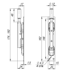 Задвижка торцевая RIGEL-set/160 D12x60mm (TDB set 160-24) в комплекте с ригелем