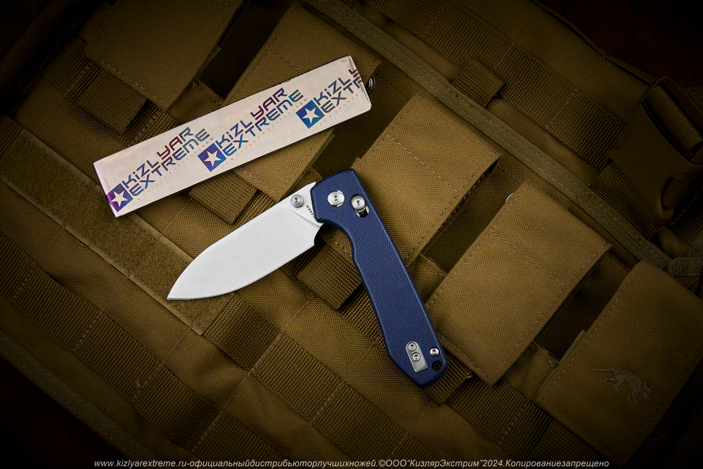 Нож Vosteed Raccoon CB сталь 14C28N Satin Cleaver рукоять Blue Micarta