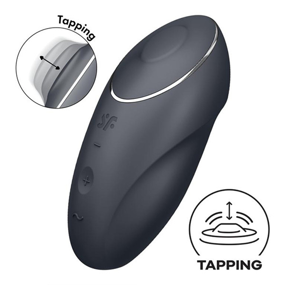 Серый вибростимулятор 11см Satisfyer Tap & Climax 1