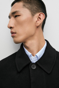 Massimo Dutti Двустороннее пальто из шерстяной смеси, черный