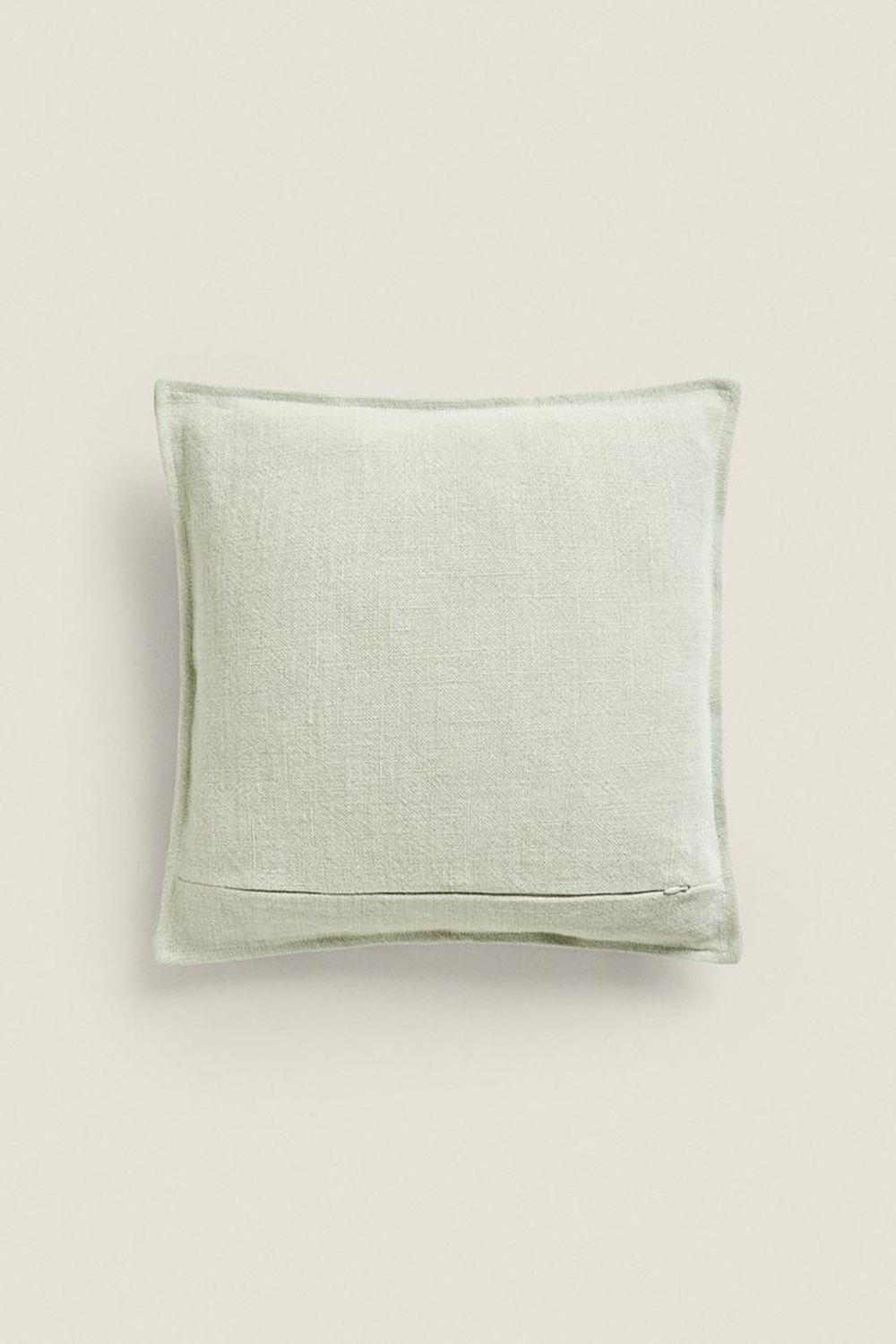 ZARA HOME ЛЬНЯНОЙ ЧЕХОЛ ДЛЯ ДЕКОРАТИВНОЙ ПОДУШКИ С КОНТРАСТНЫМИ КРАЯМИ, ЗЕЛЕНЫЙ