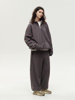 Drawstring Half-Zipped Sweatshirt Grey Excalibur