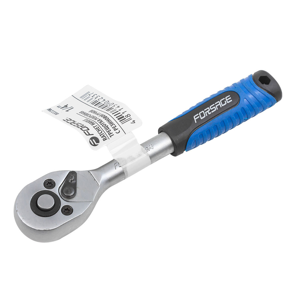 Трещотка реверсивная с резиновой ручкой 1/4'' Forsage F-80222W