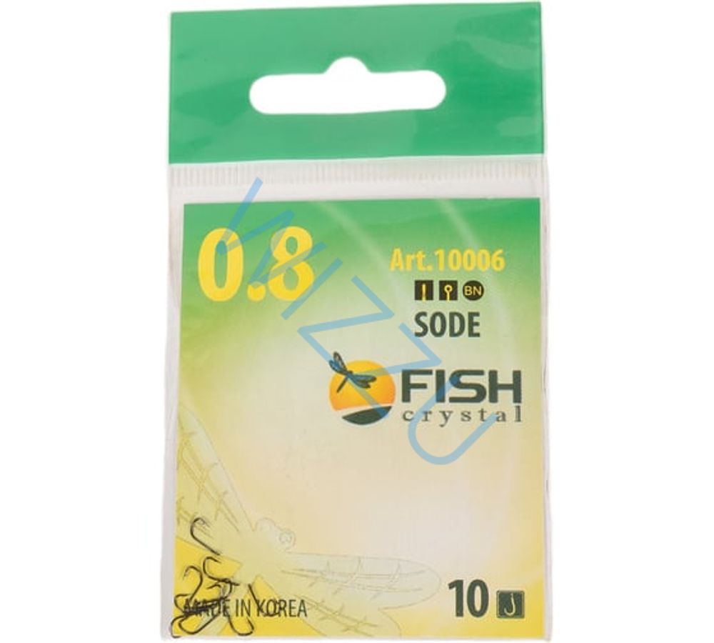 FISHCRYSTAL Крючок рыболовный FS SODE №0,8 10 шт 10006-008F