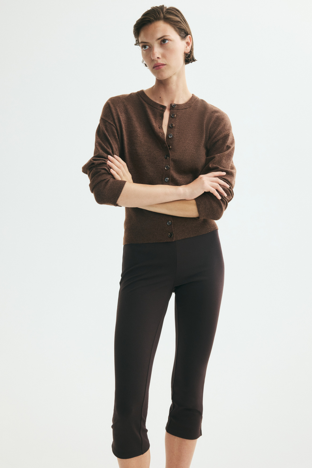 Тонкий трикотажный кардиган — Серый меланж - H&M