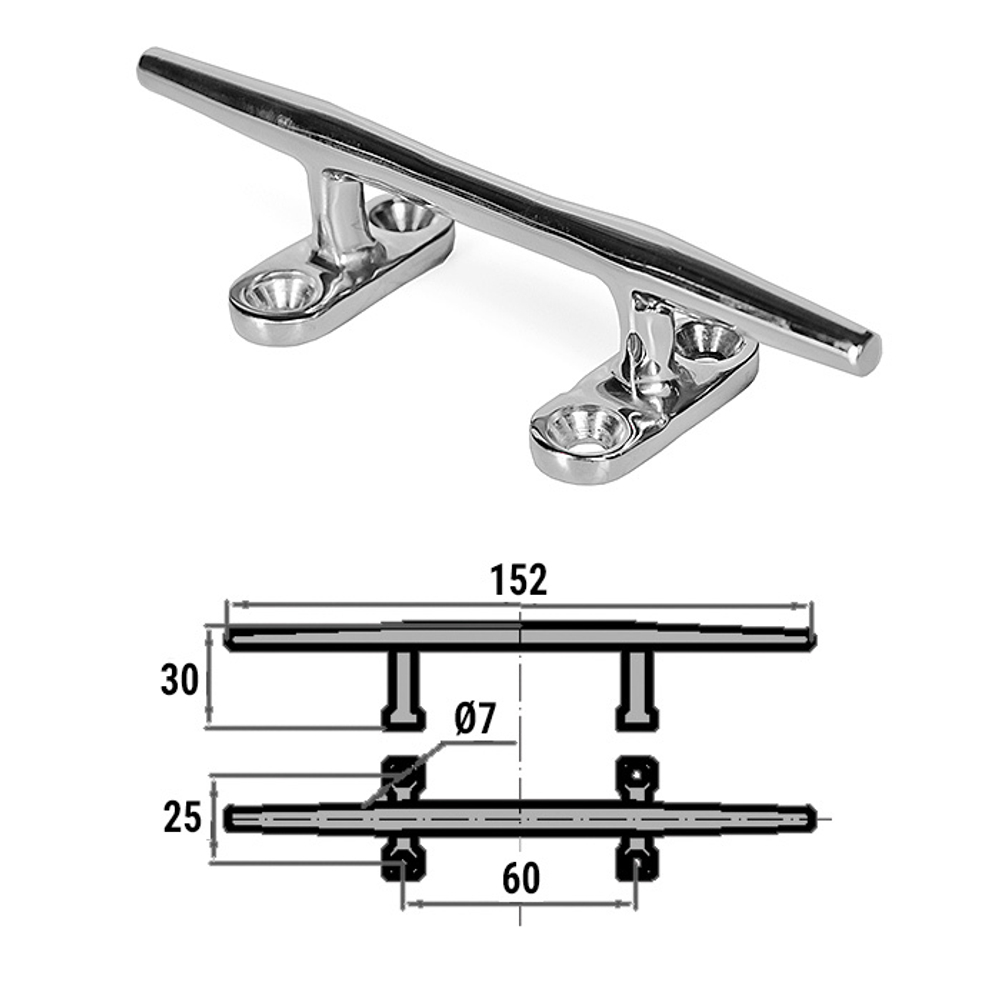 Утка швартовая CIM, нержавеющая сталь, 6"