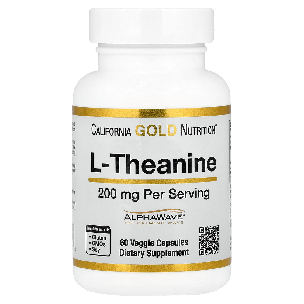 California Gold Nutrition, L-теанин, с AlphaWave®, 200 мг, 60 растительных капсул