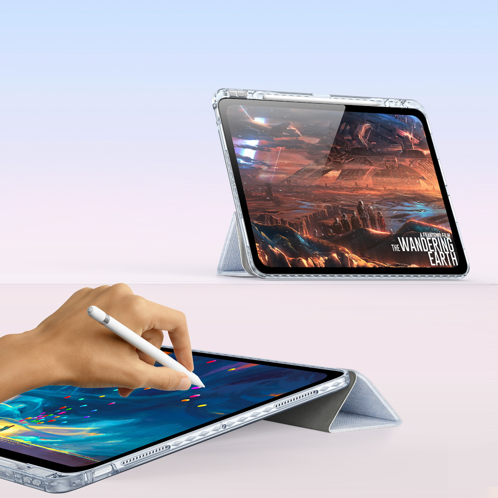 Чехол книжка синего цвета от Dux Ducis для Apple iPad Pro 13 с 2024 года, серия Unid Series Case, с держателем Apple Pencil и функцией автоматического перехода в спящий режим
