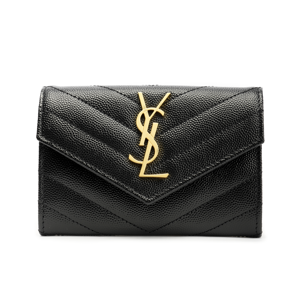 SAINT LAURENT Cassandre Grain De Poudre Envelope Wallet Small Noir