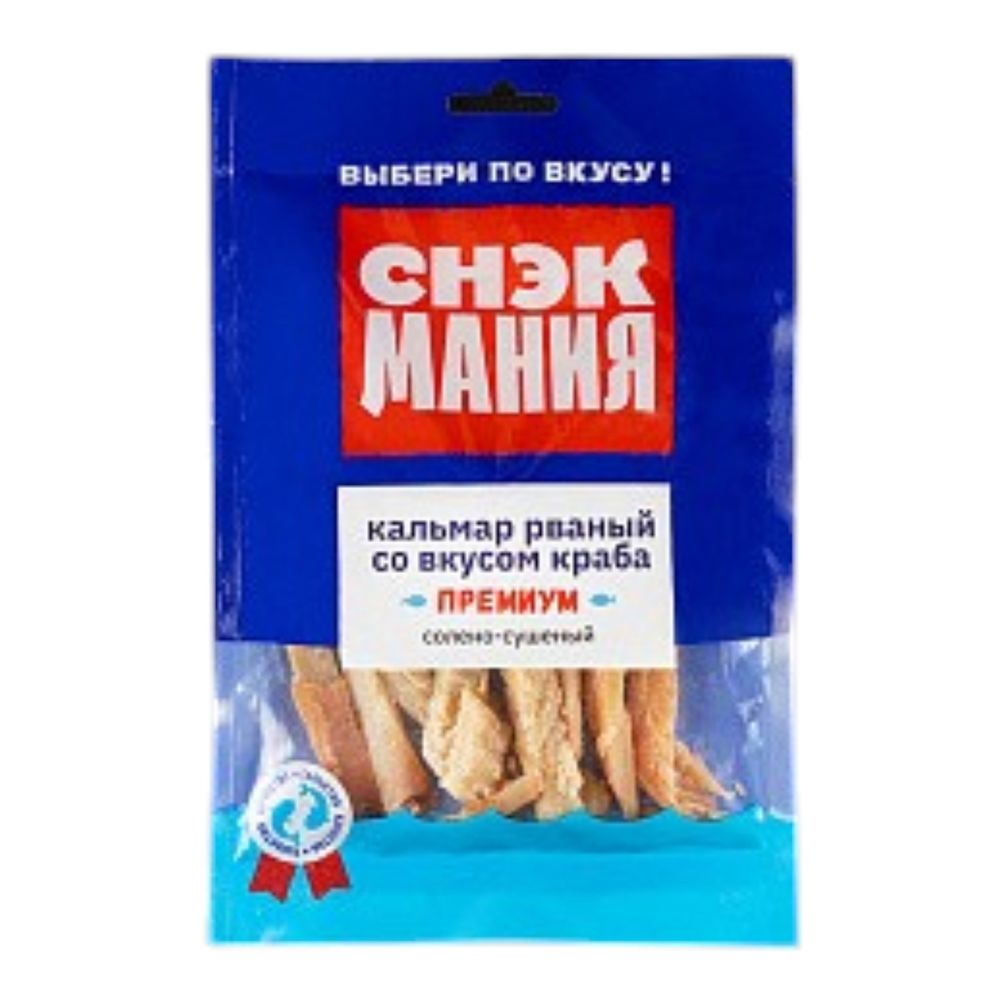 Кальмар премиум стружка краб солено-сушеный 70г (Снекмания)