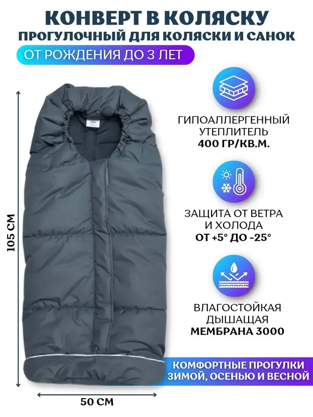 конверт в коляску зима весна для прогулок