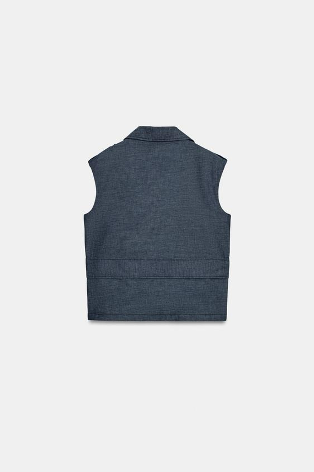 ZARA ЖИЛЕТ ИЗ ЛЬНА С ПОЯСОМ, ИНДИГО