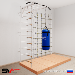 Шведская стенка Sv Sport усиленная 63160 (Турник рукоход/Лестница/Цепь/Мешок 22кг/Мат 2м/Канатный лаз)