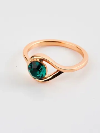 Кольцо Белла с зеленым кристаллом Swarovski